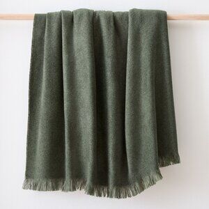 NEW - West Elm Brushed Woven Throw Evergreen 50 x 60 Polyester Faux-Cashmere